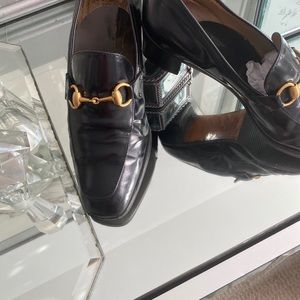 Sophisticated GUCCI Jordann Style Women’s Black Leather Loafers “It Shoe” 39.5💕